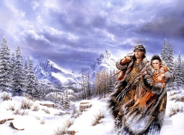 ファンタジー Painting - 夢は雪の山の娘 素晴らしい